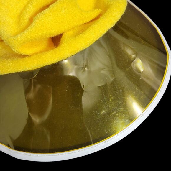 Vintage Sun Visor Yellow Sunhat Hat Terry Towel Bow Cap Saks Fifth Ave One Size - Picture 8 of 10
